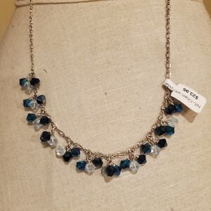 Elegant Silver and Blue Crystal Necklace
